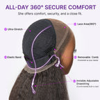 MyOwn-Fit™ 360 HD Lace Kinky Straight Wig Flexi-Fit Invisi Drawstring Cap & Pre-Cut Lace