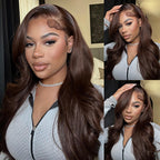 QVR Glueless Pre-Cut 4x6 Lace Closure Dark Brown #4 Colored Wear&Go Upgrade HD Lace Straight/Body Wave Human Hair Wig Beginner-Friendly