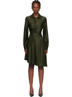 Asymmetric Satin Shirt Midi Dress