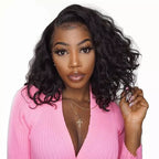 QVR Side Part Brazilian Human Hair Jerry Curly L Part Lace Front Bob Wig