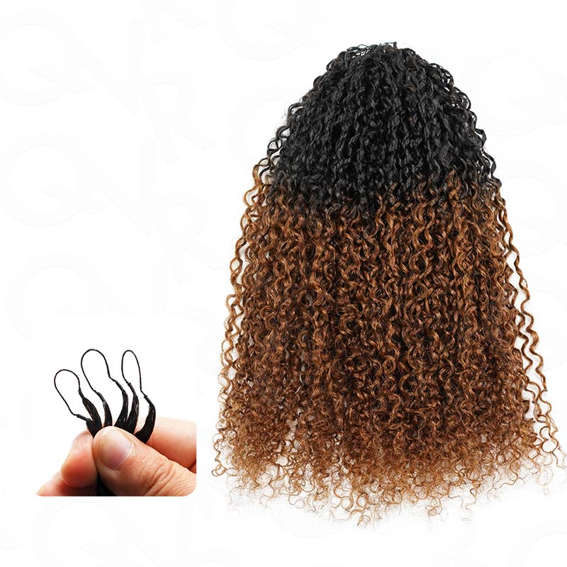 QVR Soft Feather Crochet Hair 3 Packs Small Kinky Curly Machine Made Human Hair Extension