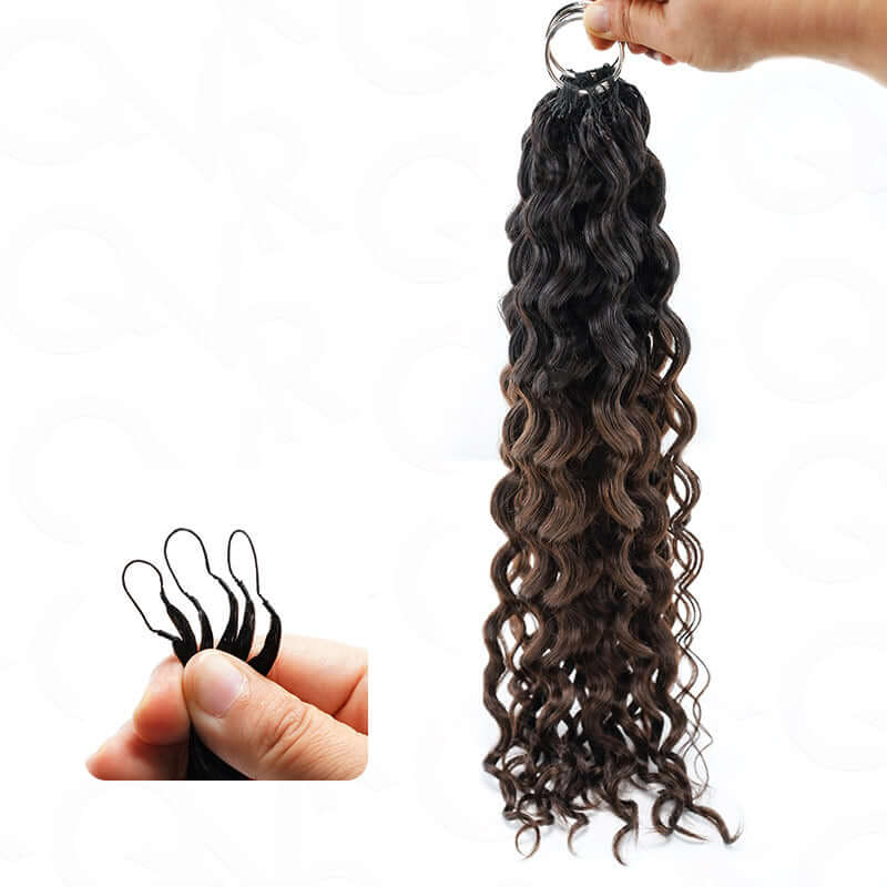 QVR Dark Brown #4 Crochet Hair Water Wave Machine Made Feather Human Hair Extension