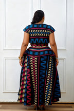 Multicolored African Print Peplum Maxi Dress