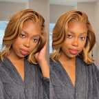 QVR Short Bob Wig 13x4 Lace Frontal Human Hair Wigs for Women Highlight Body Wave Wigs