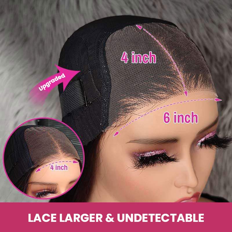 QVR Gluless Pre-cut 4x6 HD Lace Closure Human Hair Wigs Kinky Straight Wear&Go Wig