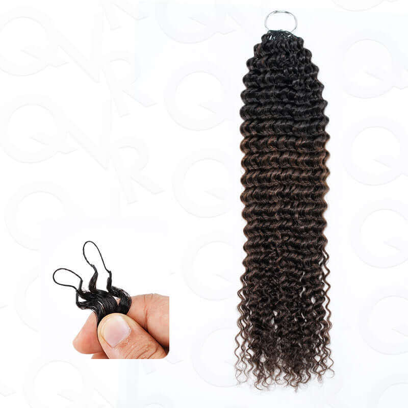 QVR Ombre Brown #T1B/4 Human Crochet Hair Small Kinky Curly Machine Made Feather Crochet Hairstyle