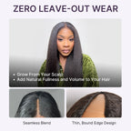 True Scalp Kinky Straight V Part Glueless Human Hair Wig Flexi-Fit Drawstring