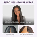True Scalp Yaki Straight / Kinky Straight V Part Glueless Human Hair Wig Flexi-Fit Drawstring