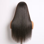 True Scalp Yaki Straight / Kinky Straight V Part Glueless Human Hair Wig Flexi-Fit Drawstring