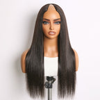 True Scalp Yaki Straight / Kinky Straight V Part Glueless Human Hair Wig Flexi-Fit Drawstring