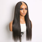 True Scalp Yaki Straight / Kinky Straight V Part Glueless Human Hair Wig Flexi-Fit Drawstring