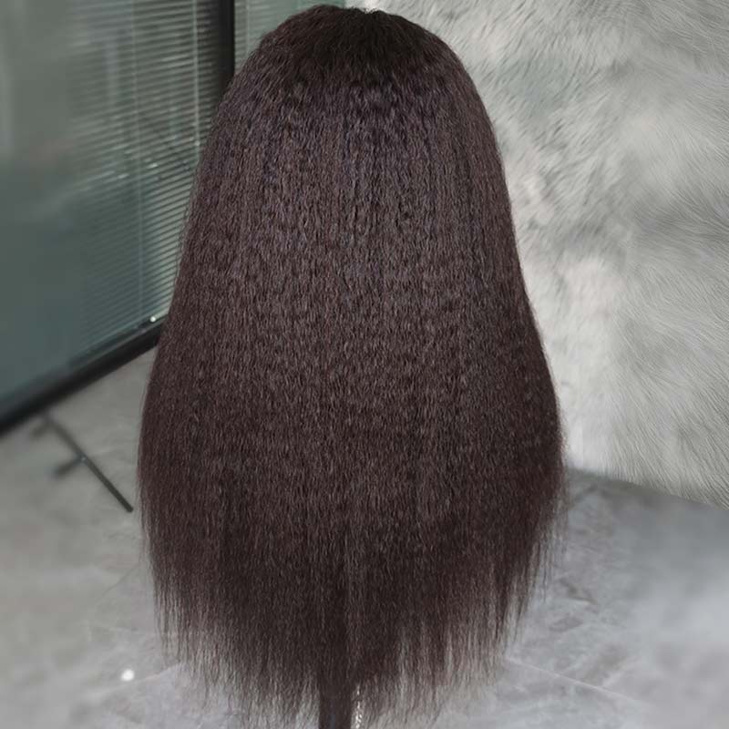 QVR Glueless Curly Edge Kinky Straight 13x4/13x6 Transparent Lace Front Human Hair Wigs