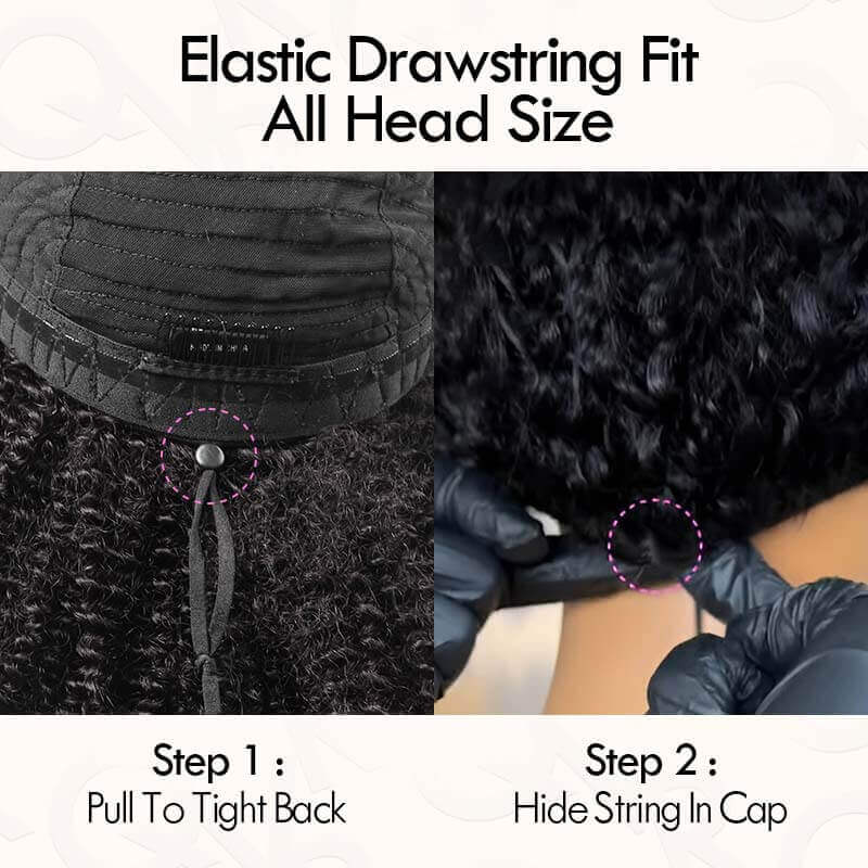 QVR Invisible Lace Edge Kinky Curly V Part Wigs Highlight #1B/30 No Leave Out Human Hair Wig