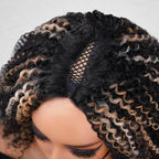 QVR Invisible Lace Edge Kinky Curly V Part Wigs Highlight #1B/27/613 No Leave Out Human Hair Wig