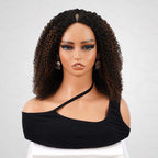 QVR Invisible Lace Edge Kinky Curly V Part Wigs Highlight #1B/27/613 No Leave Out Human Hair Wig
