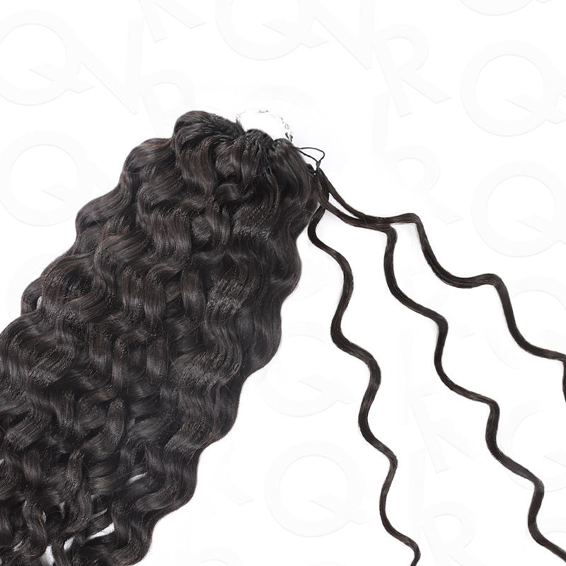 QVR Premium Chinese Hair Water Wave Virgin Human Crochet Hair Natural Black Machine Made Feather Crochet Hairstyles