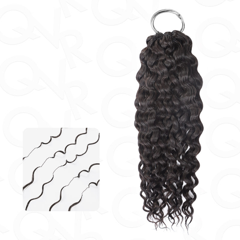 QVR Water Wave Crochet Hair Natural Black Machine Made Feather Human Hair Extension
