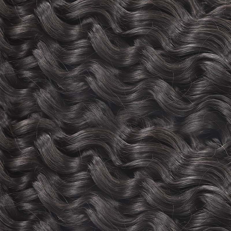 QVR Water Wave Crochet Hair Natural Black Machine Made Feather Human Hair Extension