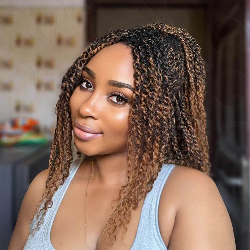 QVR #27/30 Afro Kinky Bulk Mixed Color Human Hair for Braiding DreadLock