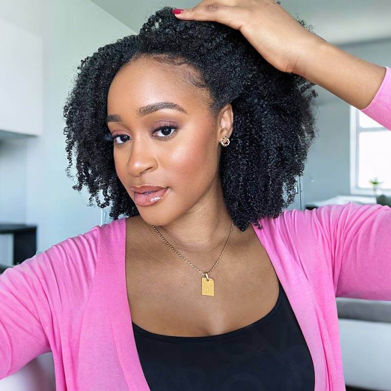 QVR Afro Kinky Curly V Part Wigs Human Hair Beginner Friendly No Leave Out