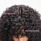 QVR Water Wave Short Pixie Bob Cut Wigs With Bangs For Black Women