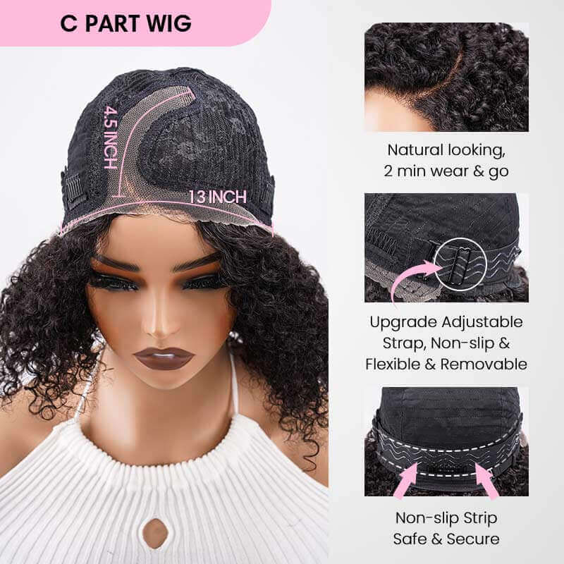 QVR Honey Blonde Highlight Short Cut Curly Wig Glueless Side Part Wig Beginner Friendly