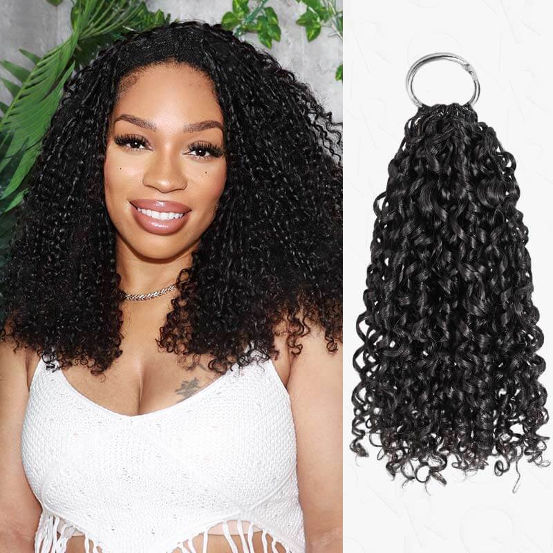 QVR Burmese Kinky Curly Crochet Hair Machine Made Natural Black Natural Curls Feather Human Hair Extension