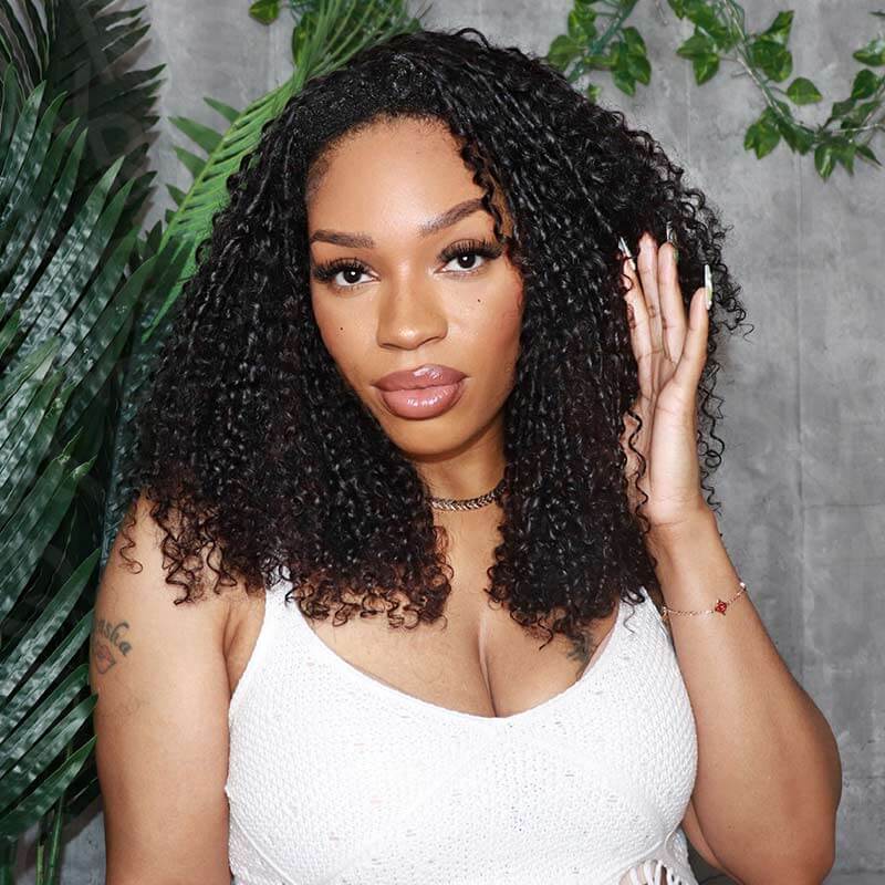 QVR Ramen Curl Crochet Hair Natural Black Machine Made Feather Crochet Human Hair Extension