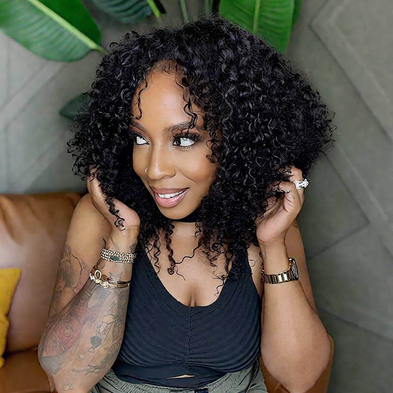 QVR Soft Feather Crochet Hair 3 Packs Small Kinky Curly Machine Made Human Hair Extension