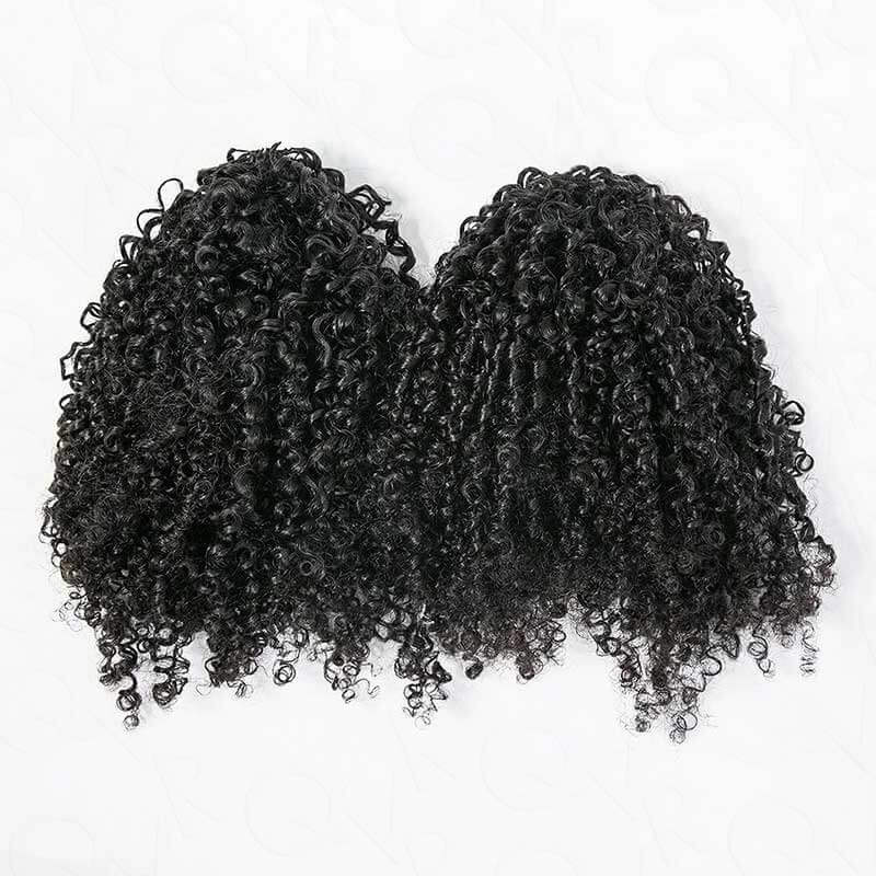 QVR Burmese Kinky Curly Crochet Hair Machine Made Natural Black Natural Curls Feather Human Hair Extension