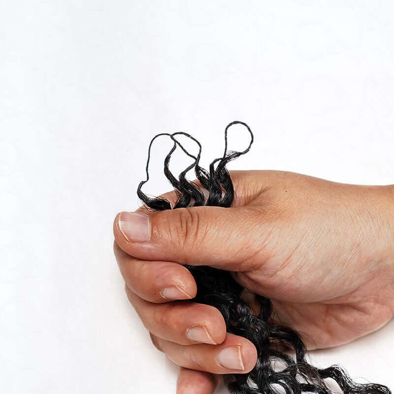 QVR Burmese Curly Crochet Hair Natural Black Machine Made Feather Crochet Human Hair Extension