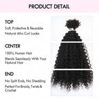 QVR Afro Kinky Curly Human Bulk Hair Extensions for Boho Knotless Braiding