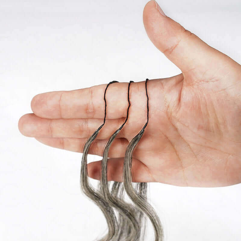 QVR Salt&Pepper Crochet Hair Body Wave Machine Made Feather Human Hair Extension