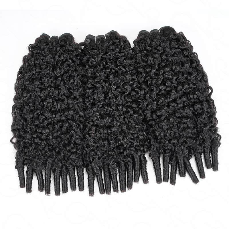 QVR Burmese Curly Hair Bundle With Spiral curls Double Drawn Virgin Human Hair Weave