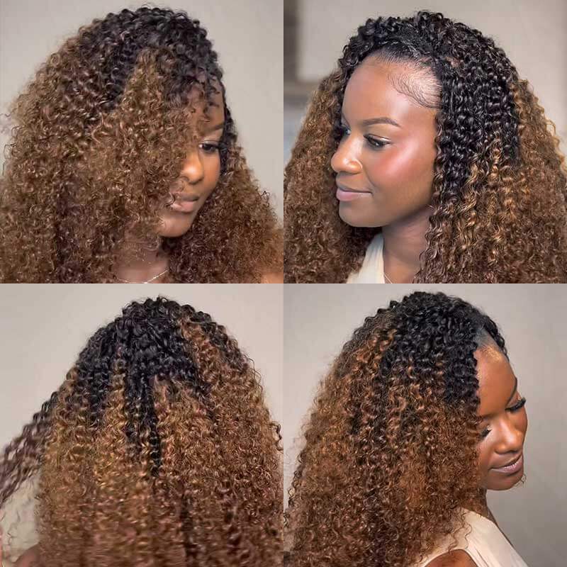 QVR Premium Chinese Hair Small Kinky Curly Virgin Human Crochet Hair Ombre #T1B/30 Machine Made Feather Crochet Hairstyles