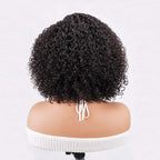 QVR Short Cut Curly Human Hair Minimalist Lace Glueless Side Part Wig