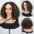 QVR Glueless Blonde Highlight Short Bob Wig Water Wave 5x5 Pre-cut Lace Closure Human Hair Wigs
