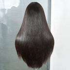 QVR Glueless Silky Straight 13x4 Pre-Cut Lace Frontal Wig 180% density Natural Black Human Hair Wigs