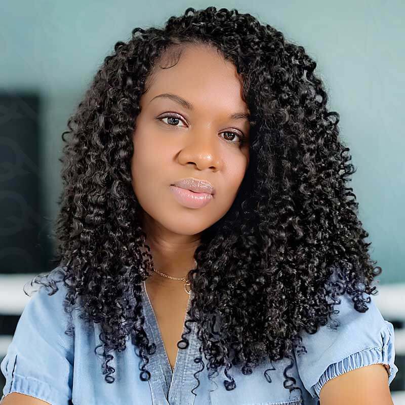 QVR Burmese Curly Crochet Hair Natural Black Machine Made Feather Crochet Human Hair Extension