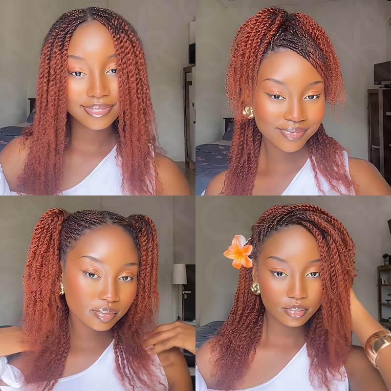 QVR Reddish Brown Color Afro Kinky Bulk Human Hair For Braiding Dreadlock Hair
