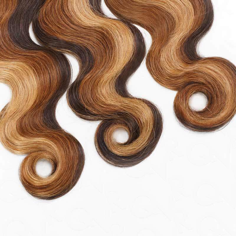 QVR Brown Highlight Body Wave Boho Knotless Braids Human Bulk Hair #P4/30/27 Human Braiding Hair Extensions