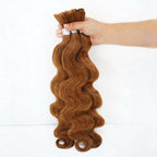 QVR Body Wave Boho Knotless Braids Human Bulk Hair Auburn Brown Human Braiding Hair Extensions