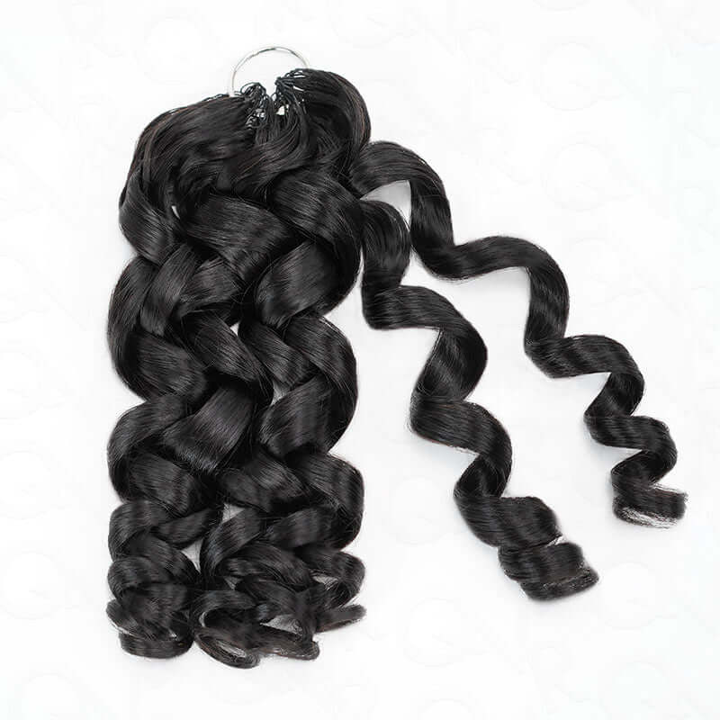 QVR Natural Black Small Kinky Curly Machine Made Feather Crochet Human Hair Extension