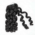 QVR Natural Black Small Kinky Curly Machine Made Feather Crochet Human Hair Extension