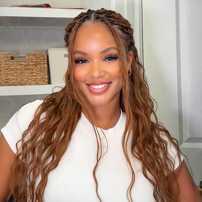 QVR Body Wave Boho Knotless Braids Human Bulk Hair Auburn Brown Human Braiding Hair Extensions