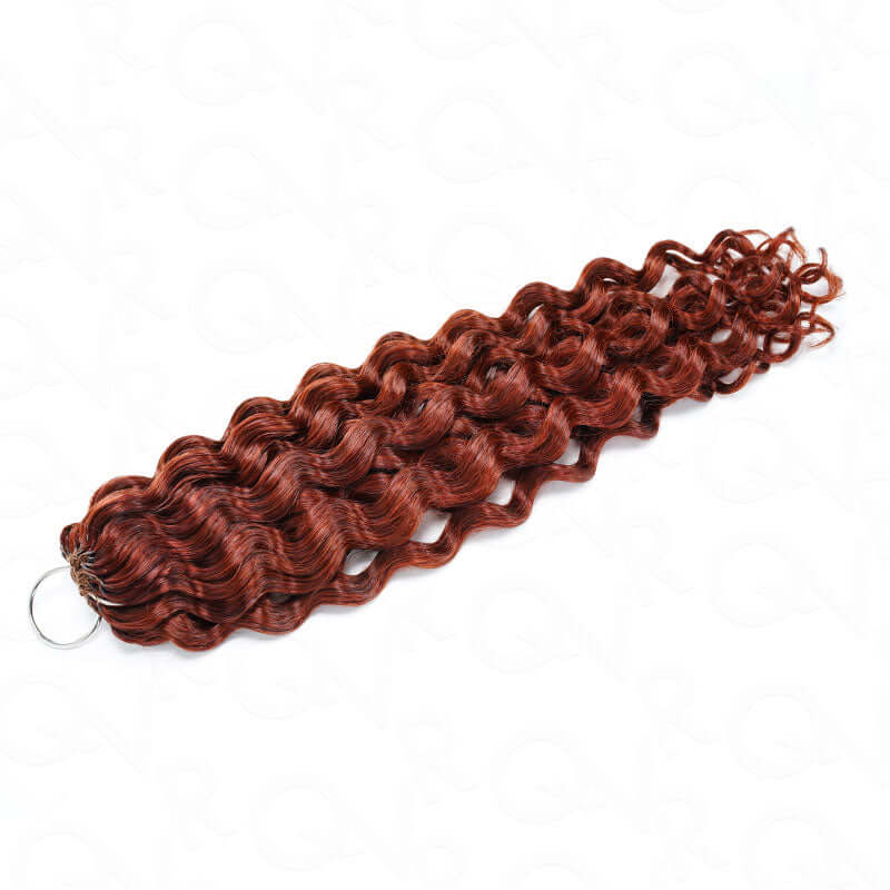 QVR Bright Brown #35D Human Crochet Hair Water Wave Machine Made Feather Crochet Hairstyle