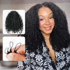 QVR Burmese Kinky Curly Crochet Hair Machine Made Natural Black Natural Curls Feather Human Hair Extension