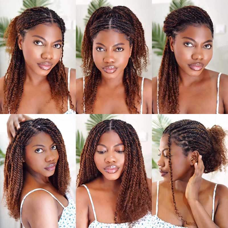 QVR Mixed Color #4/30 Afro Kinky Bulk Highlights #27/30 Human Hair