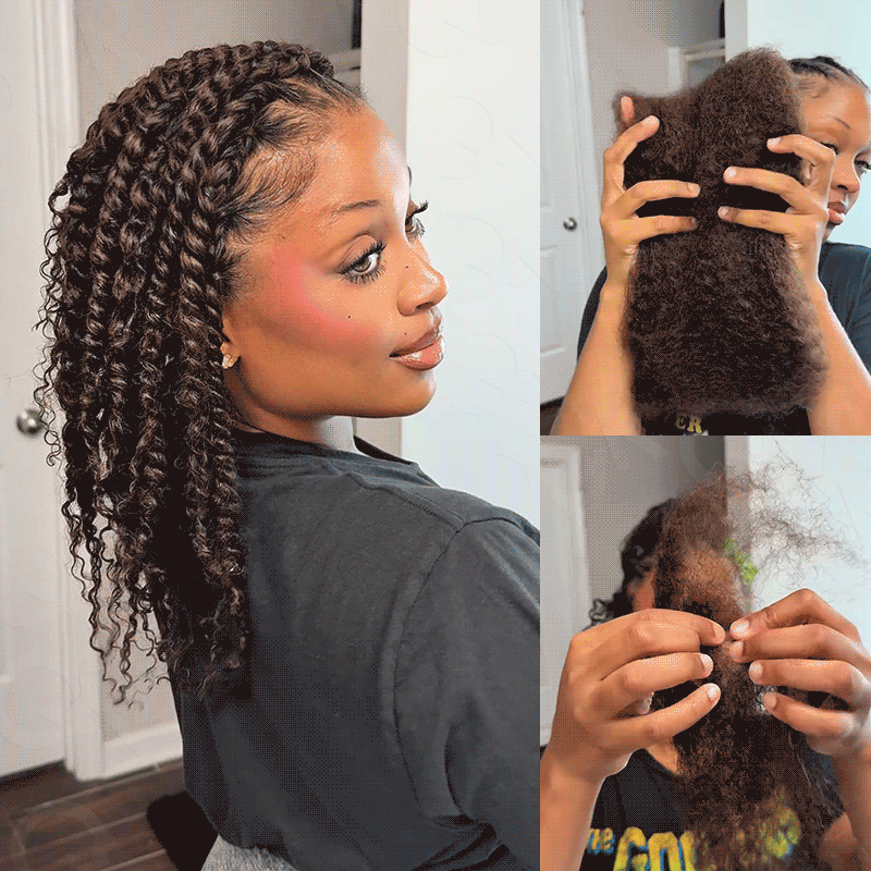 QVR Ombre Brown #T1B/30 Afro kinky Bulk Human Hair for Braiding & Twists