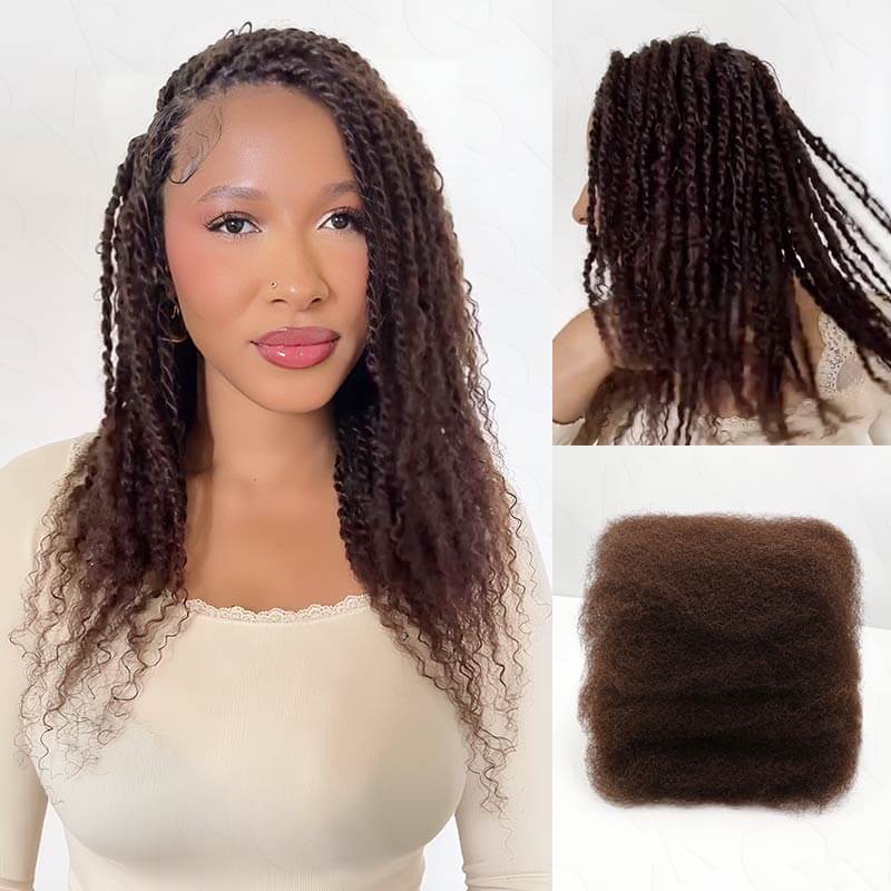 QVR 1 PC Afro kinky Bulk Hair Extensions For Braiding Dreadlock Human Hair